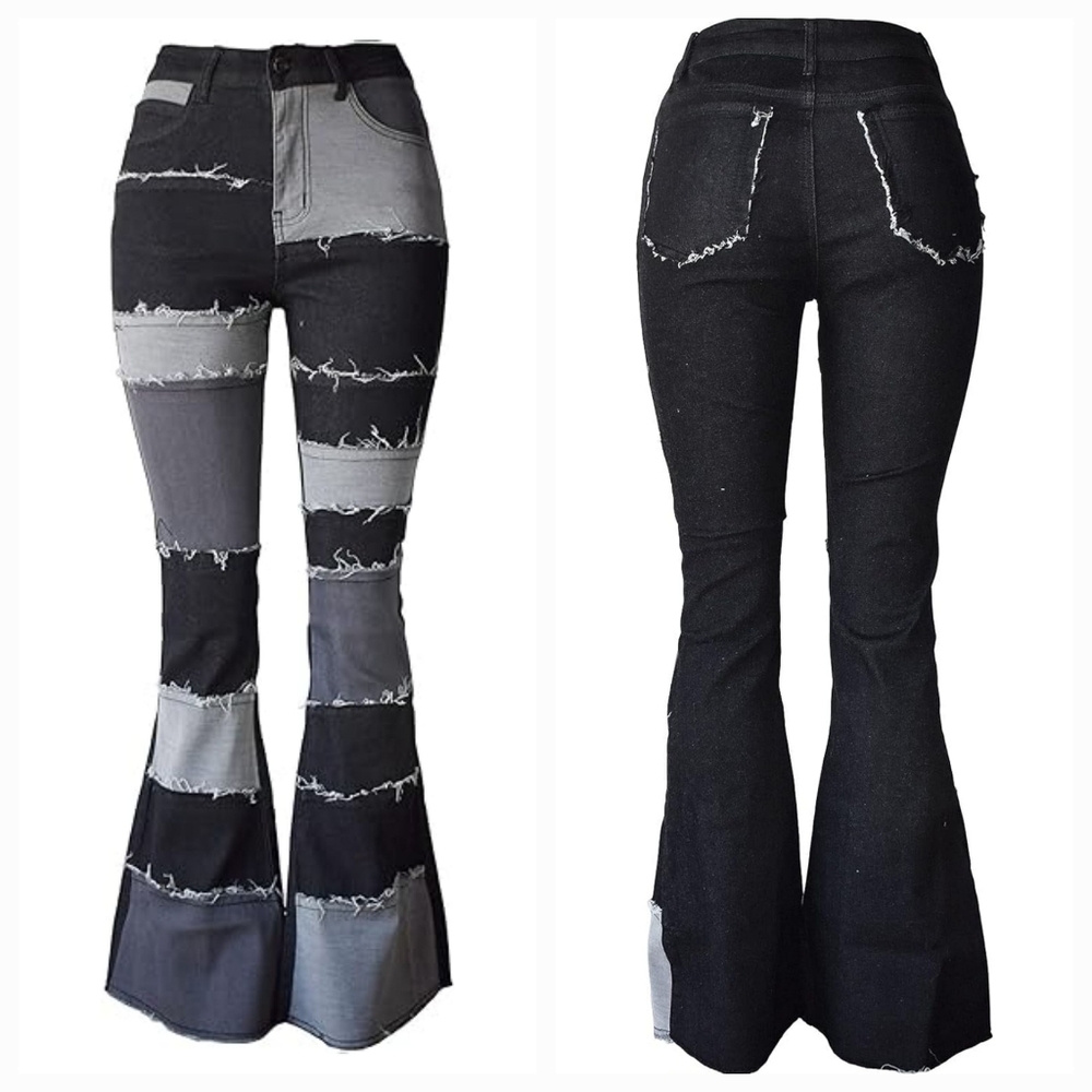 XXL/16 Frayed Patch Jeans High Waist Raw Hem Denim Y2k Pants -